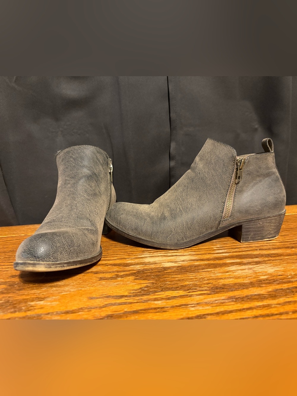 Jessica cline Distressed Charcoal Side-Zip Ankle Boots